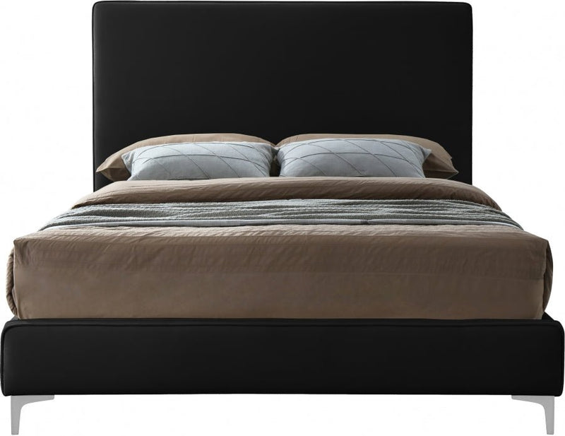 Geri Velvet King Bed Black - Gate FurnitureKing Bed