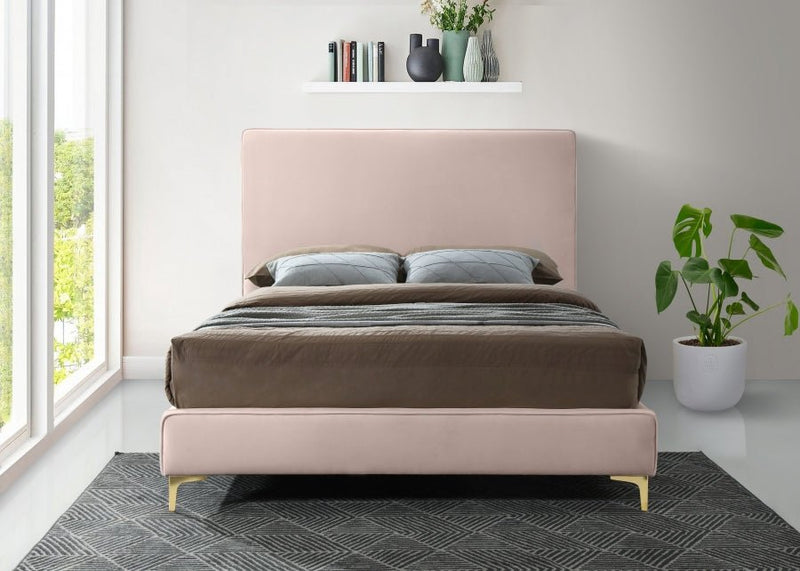 Geri Velvet King Bed Pink - Gate FurnitureKing Bed