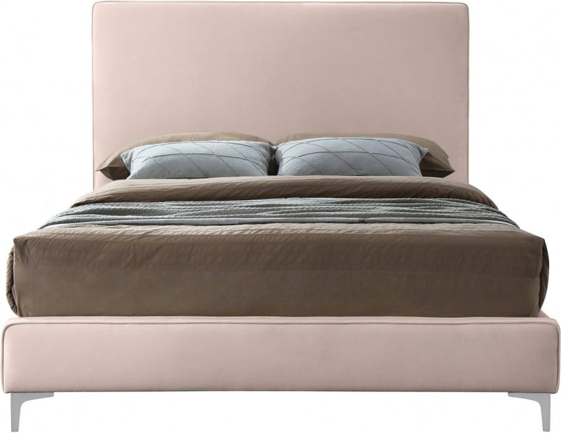Geri Velvet King Bed Pink - Gate FurnitureKing Bed
