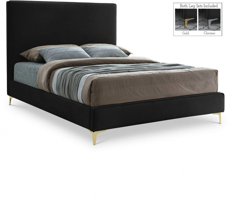 Geri Velvet Queen Bed Black - Gate FurnitureQueen Bed
