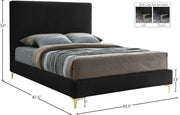 Geri Velvet Queen Bed Black - Gate FurnitureQueen Bed
