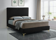 Geri Velvet Queen Bed Black - Gate FurnitureQueen Bed