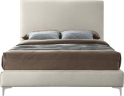 Geri Velvet Queen Bed Cream - Gate FurnitureQueen Bed