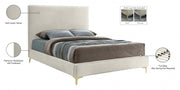 Geri Velvet Queen Bed Cream - Gate FurnitureQueen Bed