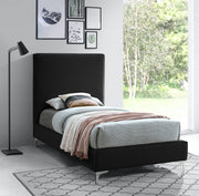 Geri Velvet Twin Bed Black - Gate FurnitureTwin Bed