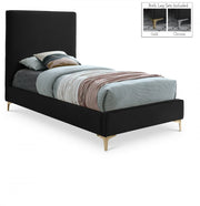 Geri Velvet Twin Bed Black - Gate FurnitureTwin Bed
