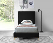 Geri Velvet Twin Bed Black - Gate FurnitureTwin Bed