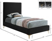 Geri Velvet Twin Bed Black - Gate FurnitureTwin Bed