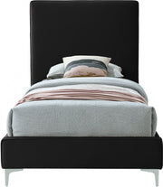 Geri Velvet Twin Bed Black - Gate FurnitureTwin Bed