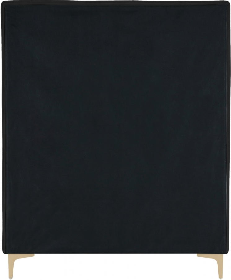 Geri Velvet Twin Bed Black - Gate FurnitureTwin Bed