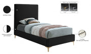 Geri Velvet Twin Bed Black - Gate FurnitureTwin Bed
