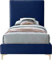 Geri Velvet Twin Bed Blue - Gate FurnitureTwin Bed