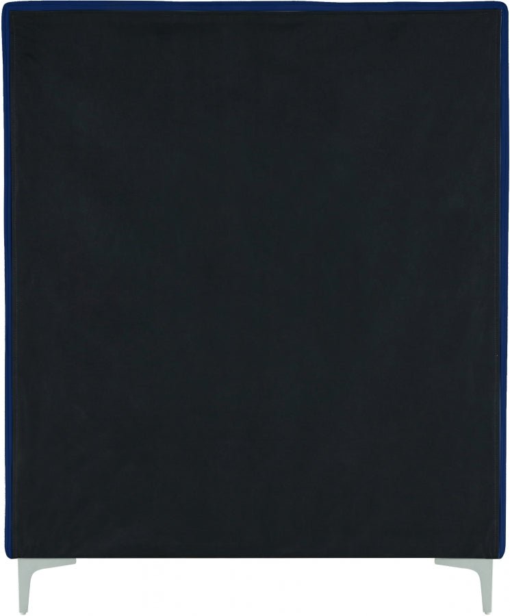 Geri Velvet Twin Bed Blue - Gate FurnitureTwin Bed