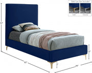 Geri Velvet Twin Bed Blue - Gate FurnitureTwin Bed