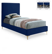 Geri Velvet Twin Bed Blue - Gate FurnitureTwin Bed