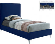 Geri Velvet Twin Bed Blue - Gate FurnitureTwin Bed