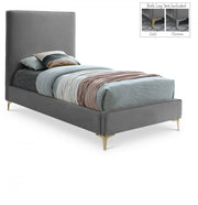Geri Velvet Twin Bed Grey - Gate FurnitureTwin Bed