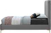 Geri Velvet Twin Bed Grey - Gate FurnitureTwin Bed