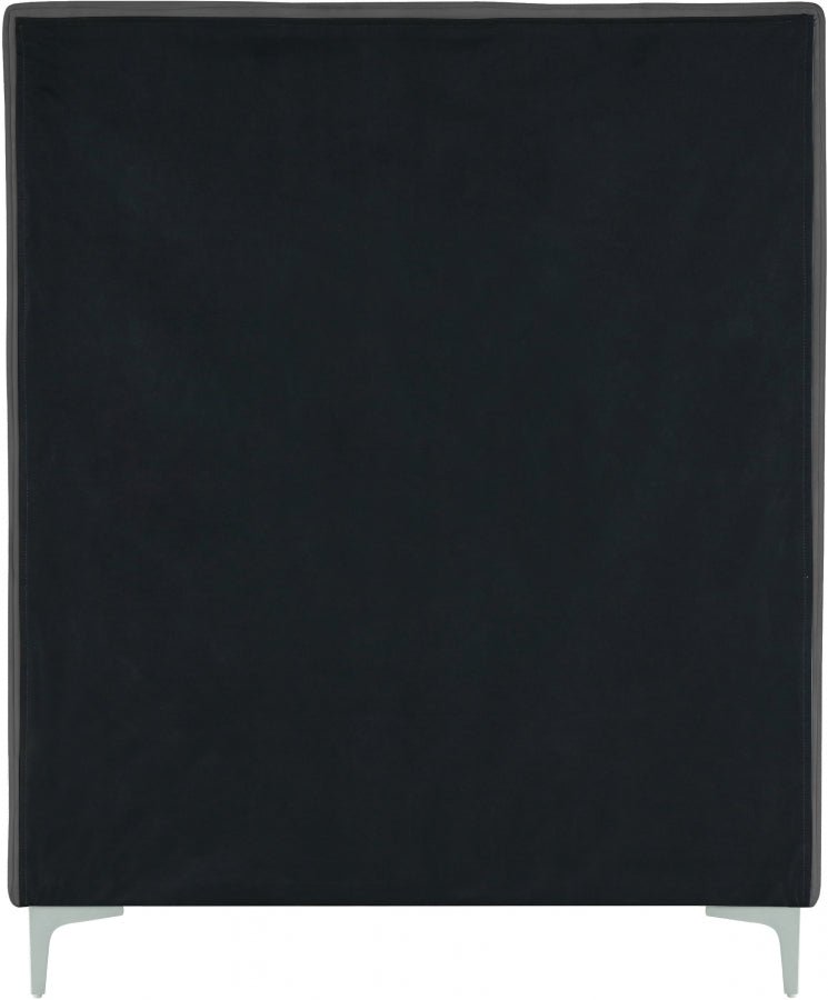 Geri Velvet Twin Bed Grey - Gate FurnitureTwin Bed