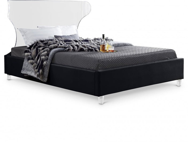 Ghost Velvet King Bed Black - Gate FurnitureKing Bed