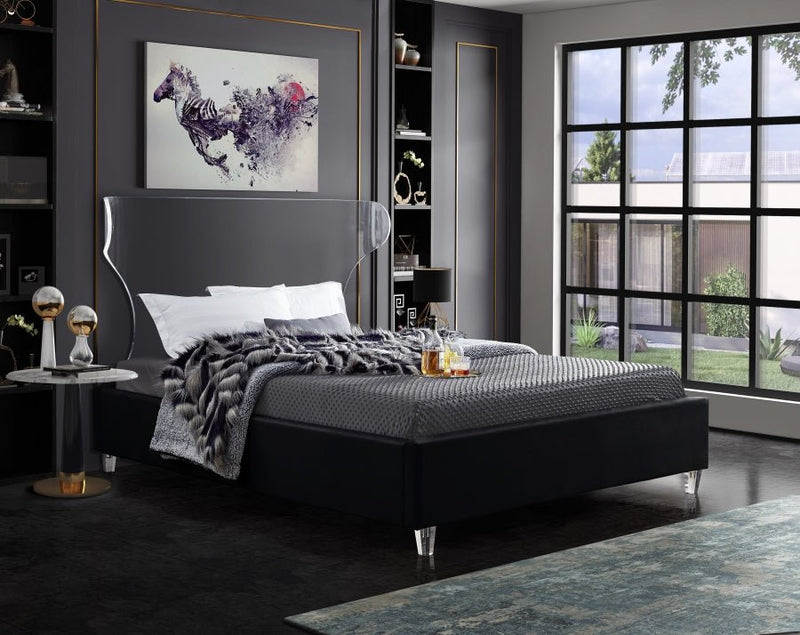 Ghost Velvet King Bed Black - Gate FurnitureKing Bed