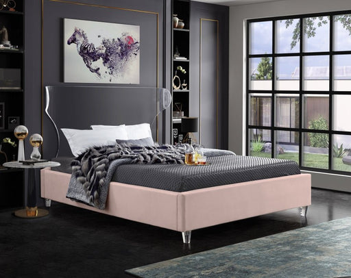 Ghost Velvet King Bed Pink - Gate FurnitureKing Bed