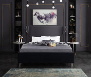 Ghost Velvet Queen Bed Black - Gate FurnitureQueen Bed
