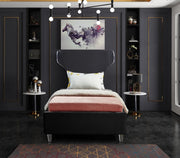 Ghost Velvet Twin Bed Black - Gate FurnitureTwin Bed