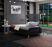Ghost Velvet Twin Bed Black - Gate FurnitureTwin Bed