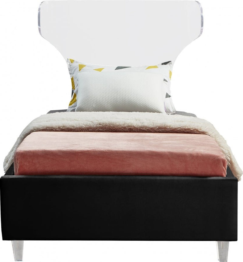 Ghost Velvet Twin Bed Black - Gate FurnitureTwin Bed
