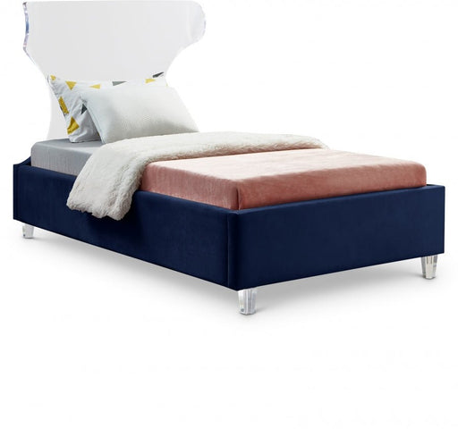 Ghost Velvet Twin Bed Blue - Gate FurnitureTwin Bed