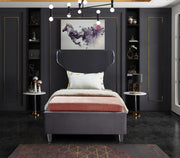 Ghost Velvet Twin Bed Grey - Gate FurnitureTwin Bed
