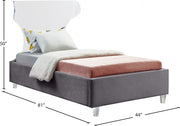Ghost Velvet Twin Bed Grey - Gate FurnitureTwin Bed