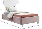 Ghost Velvet Twin Bed Pink - Gate FurnitureTwin Bed