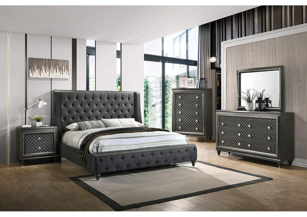 Giovani Dark Gray King Panel Bed - Gate Furniture