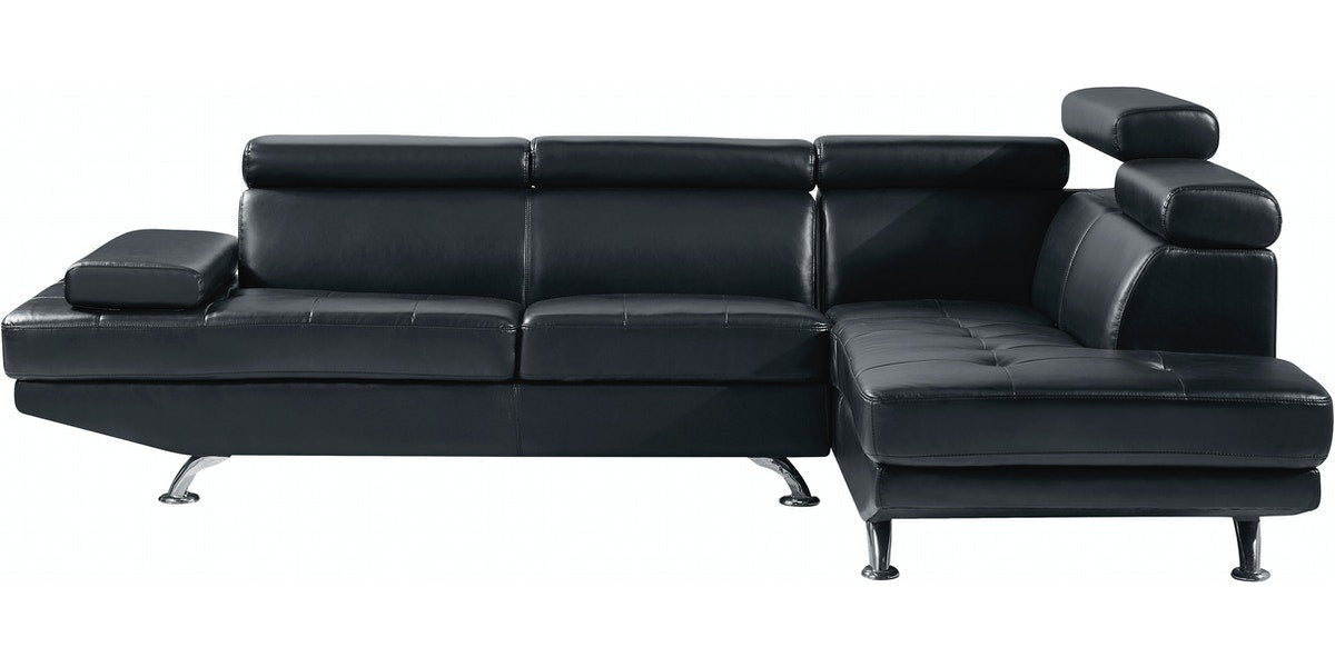 Global Bonded  Black Modern Sectional - U9782-BL-SEC - Gate Furniture