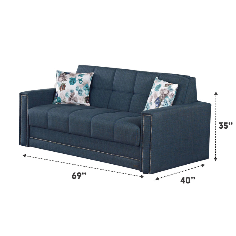 Granada 69 in. Pull Out Sleeper Sofa in Blue - Gate FurnitureSleeper Sofa