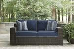 Grasson Lane Brown/Blue Loveseat with Cushion - P783-835 - Gate Furniture