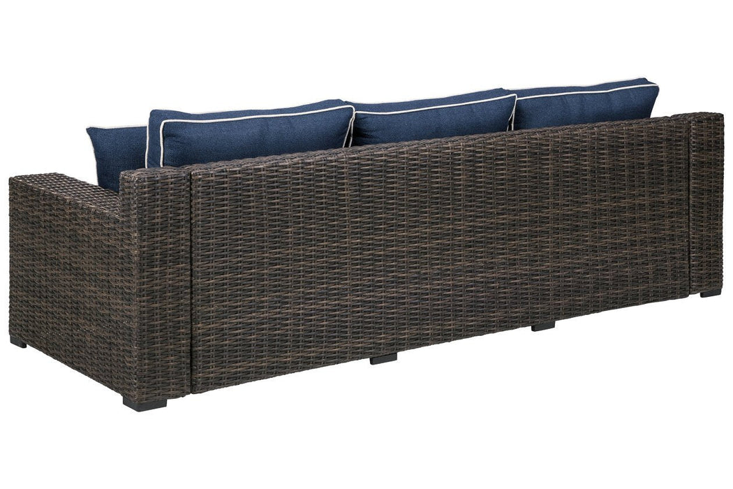 Grasson Lane Brown/Blue Sofa with Cushion - P783-838 - Gate Furniture