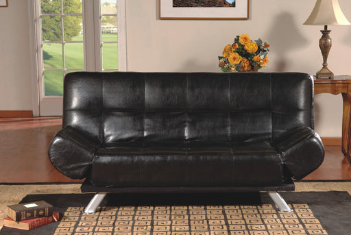 Hadrian Black Pvc Click-Clack Futon Sofa With Adjustable Arms - 4416K - Gate Furniture