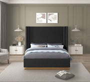Halton Boucle Fabric King Bed (3 Boxes) Black - Gate FurnitureKing Bed
