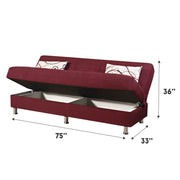Hamburg 75 in. Convertible Sleeper Sofa in Red with Storage - Gate FurnitureSleeper Sofa