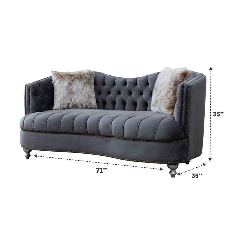 Happy 71 in. Loveseat in Dark Gray - Gate FurnitureLoveseat