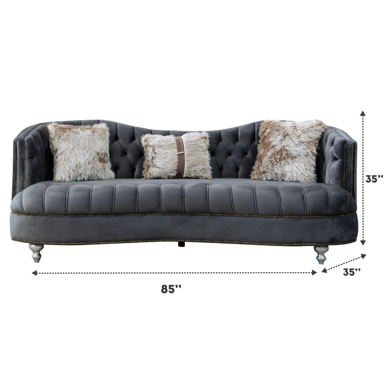 Happy 85 in. Sofa in Dark Gray - Gate FurnitureSofa