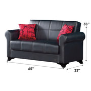 Harlem 65 in. Convertible Sleeper Loveseat in Black with Storage - Gate FurnitureLoveseat