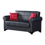 Harlem 65 in. Convertible Sleeper Loveseat in Black with Storage - Gate FurnitureLoveseat