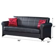 Harlem 90 in. Convertible Sleeper Sofa in Black with Storage - Gate FurnitureSleeper Sofa