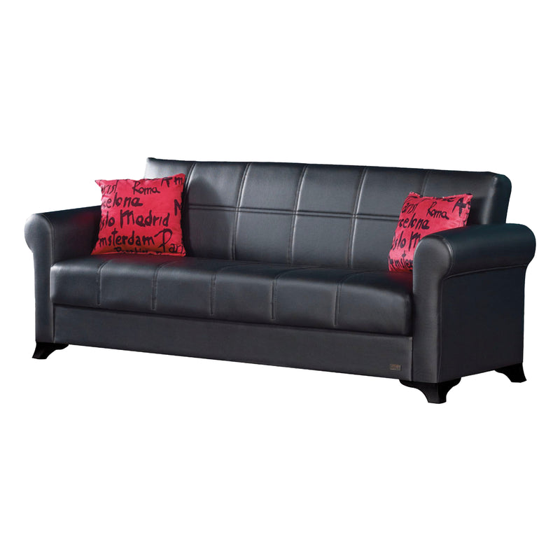 Harlem 90 in. Convertible Sleeper Sofa in Black with Storage - Gate FurnitureSleeper Sofa