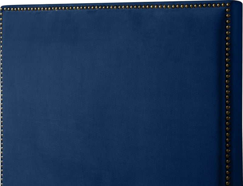 Harlie Velvet King Bed Blue - Gate FurnitureKing Bed