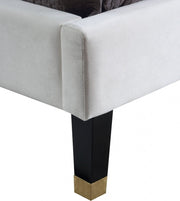 Harlie Velvet King Bed Cream - Gate FurnitureKing Bed